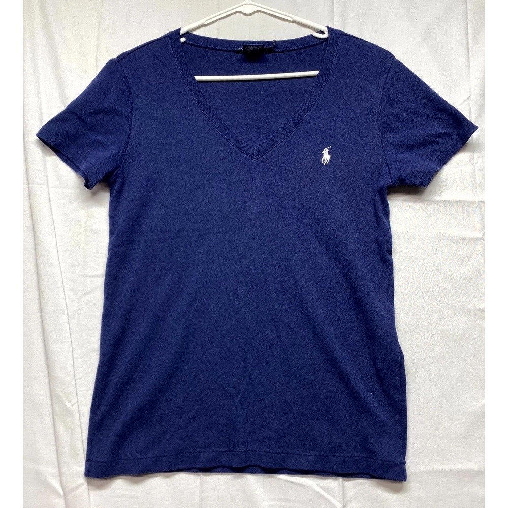 Ralph Lauren Sport T-Shirt Mens XL Navy Embroidered Logo Short Sleeve V Neck Tee